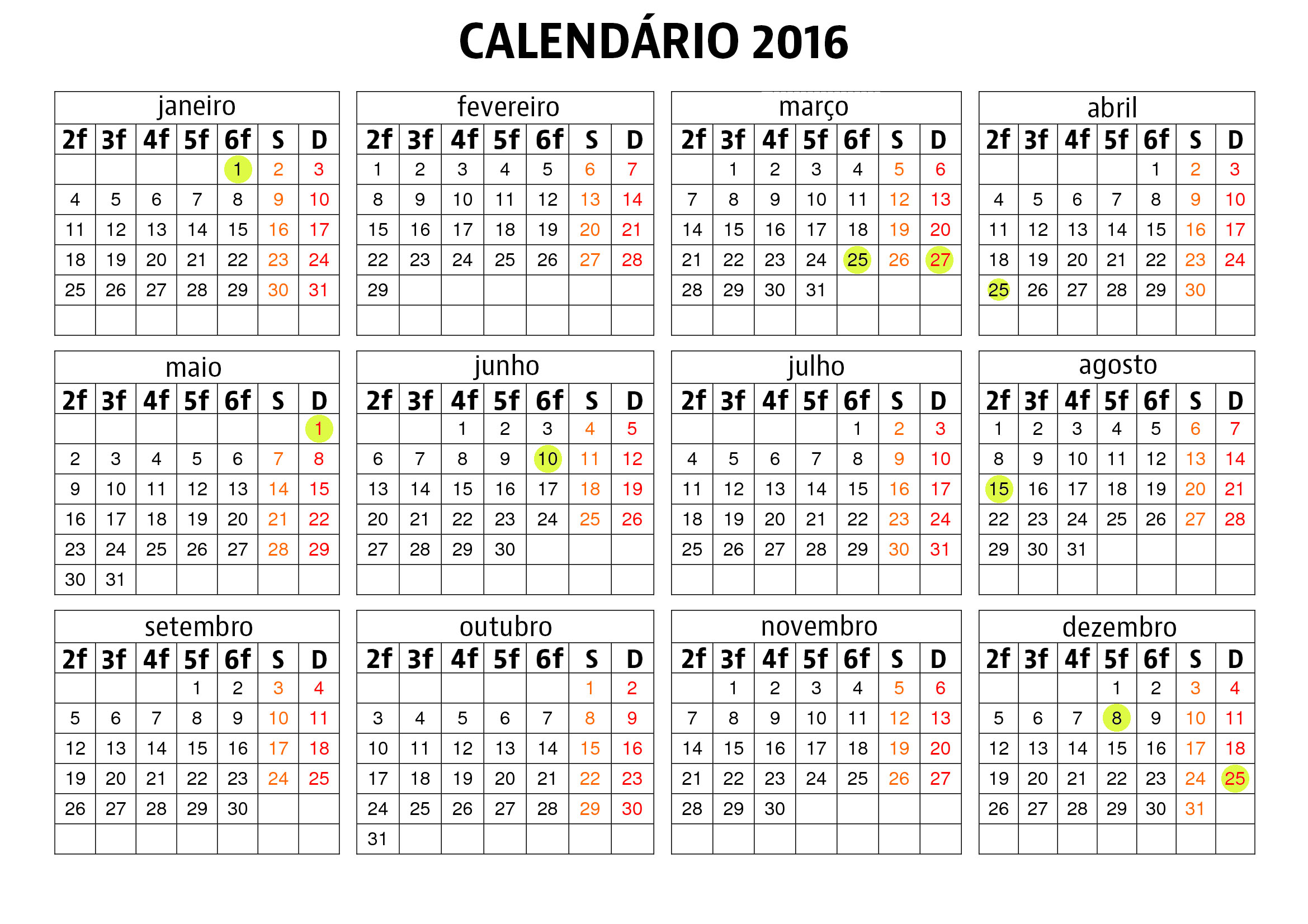calendario junho 2015