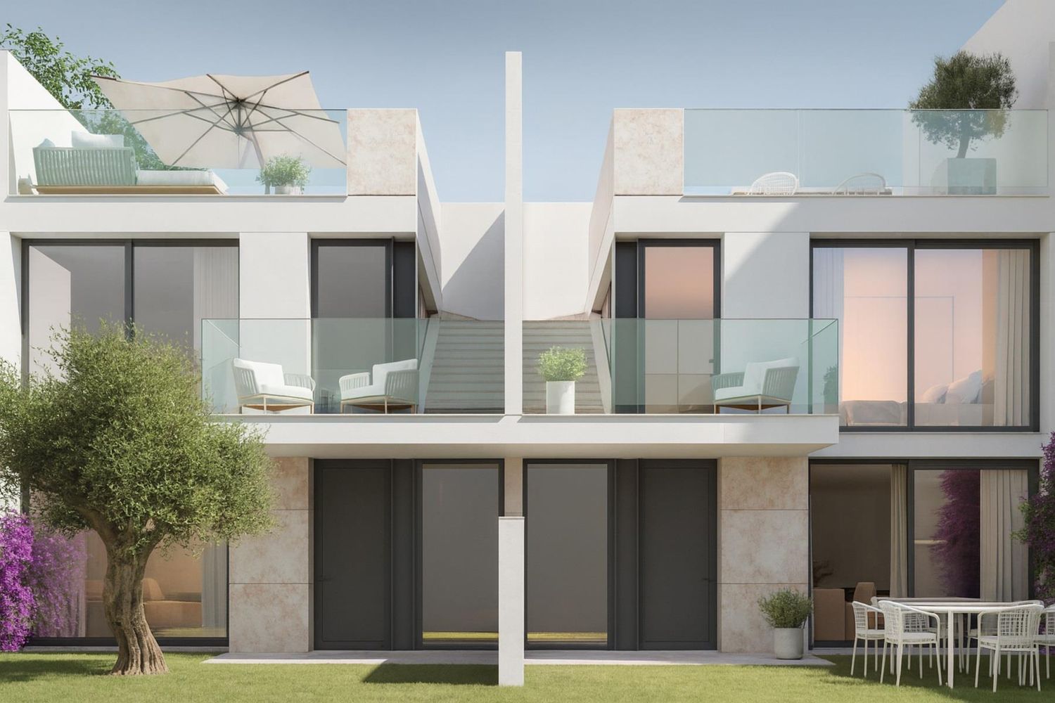Casas novas com painéis solares