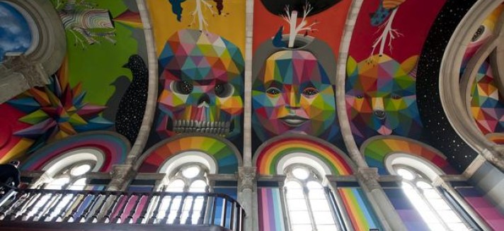 Igreja em Santa Bárbara, em Llanera (Astúrias) transformada em Skatepark