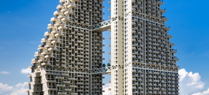 Estas duas enormes torres têm 133 metros de altura.