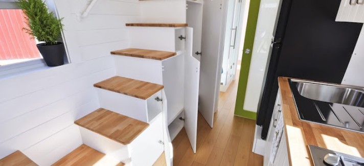 As escadas que dão acesso aos quartos...