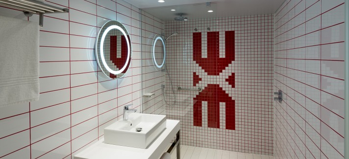 Até a casa de banho tem um design moderno