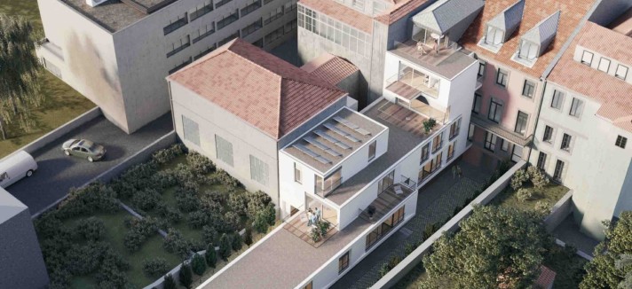 Vista aérea do empreendimento, que terá 19 apartamentos, de T0 a T3