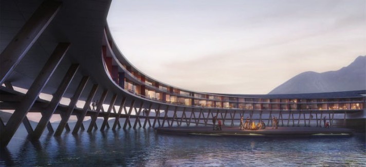 Construído sobre o lago Holandsfjorden