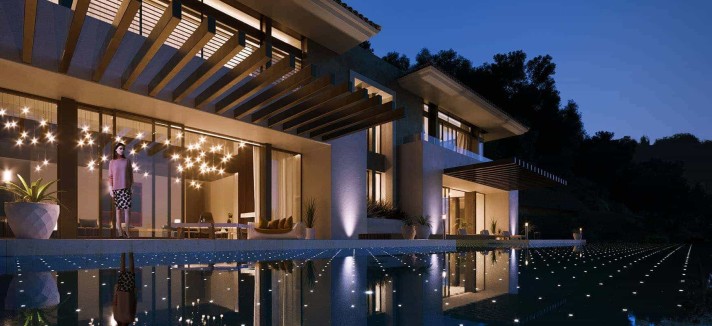 Uma mansão que brilha também à noite