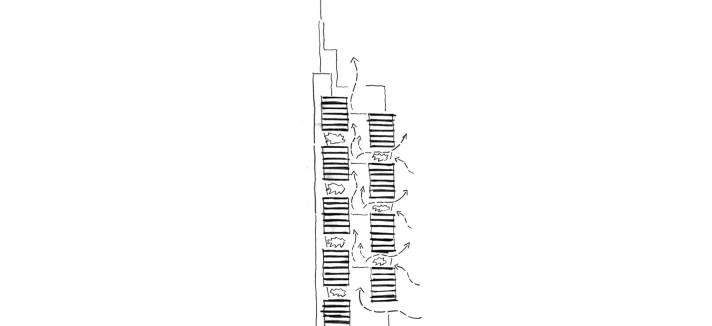 Um dos esboços do edifício 