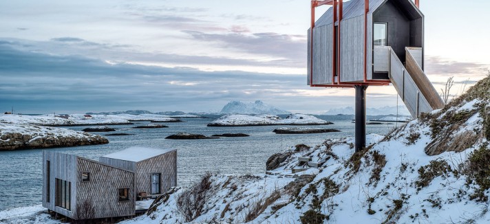 Refugio Fleinvær, na ilha Fleinvær Island, em Nordland, Noruega