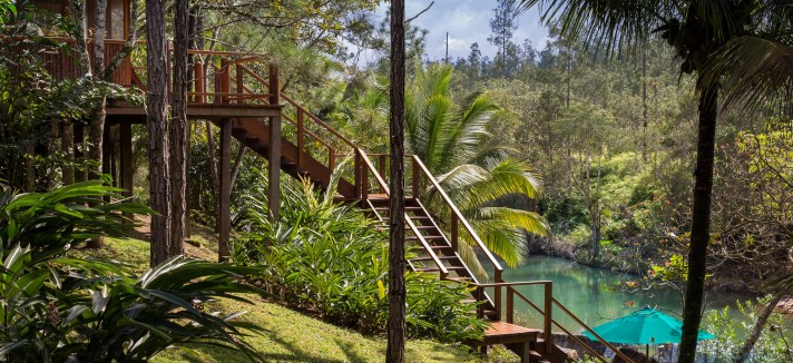 Os quartos misturam-se com a natureza