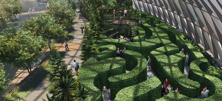 Está repleto de árvores e plantas