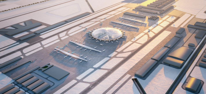 Uma grande cúpula, o centro do projeto