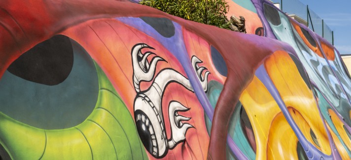 O artista trabalha e vive nesta zona