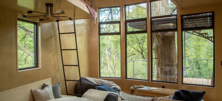 Interior da casa na árvore