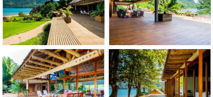 A casa fica ao pé do mar e está rodeada de vegetação