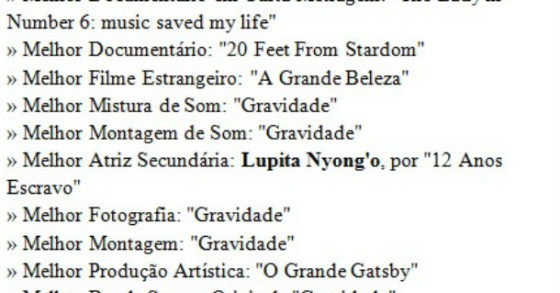 Radiografia do dia: E os Óscares foram para…