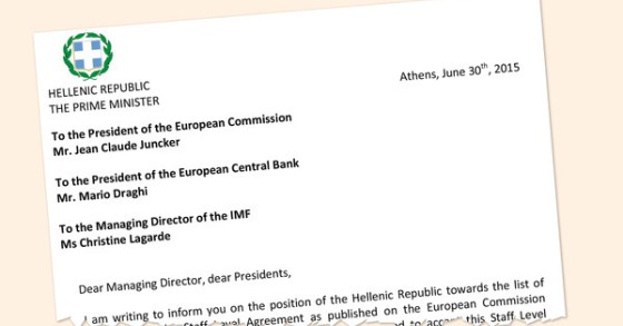 Carta enviada pelo primeiro ministro grego aos credores, divulgada pelo FT