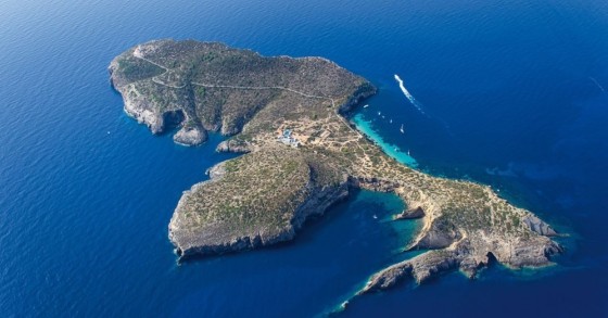 Vista aérea da ilha Tagomago