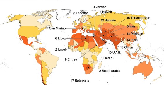 Estes 17 países estão em risco extremamente elevado de escassez de água 