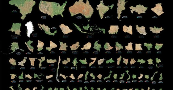 Qual é dimensão real de todos os países do mundo?