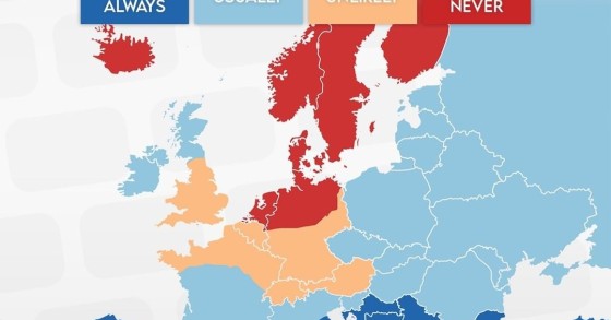 Que países oferecem comida aos convidados?