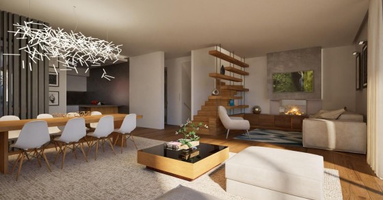sala com lareira