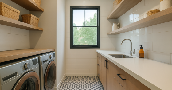 Lavandaria na cozinha