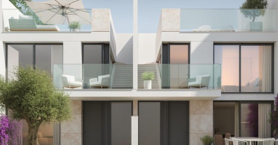 Casas novas com painéis solares