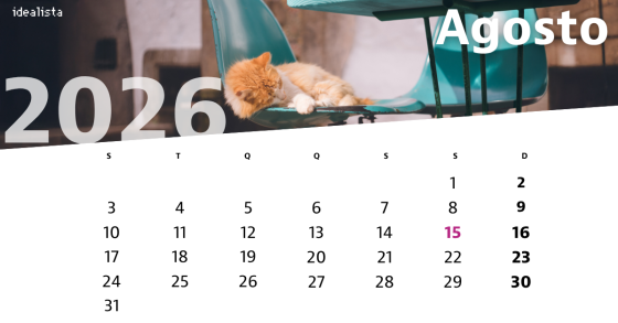 Calendário de agosto
