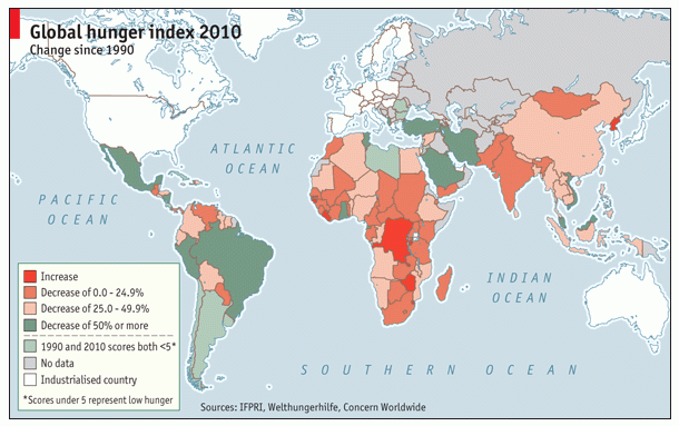 radiografía do día: mapa mundo da evolução da fome desde 1990 até 2010