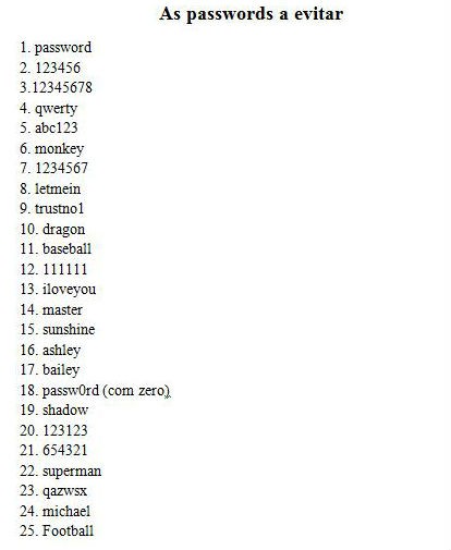 radiografia do dia: as 25 piores palavras para usar como password na internet
