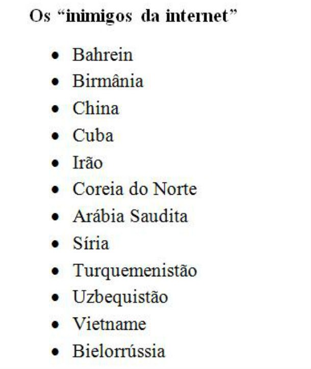 radiografia do dia: os 12 países “inimigos da internet”, segundo a organização repórteres sem fronteiras