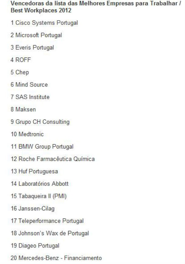 radiografia do dia: as 20 melhores empresas para trabalhar em portugal