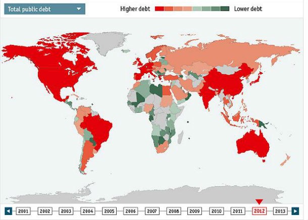 radiografia do dia: mapa da dívida pública mundial