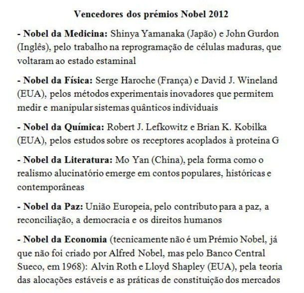 radiografia do dia: lista de vencedores dos prémios nobel este ano