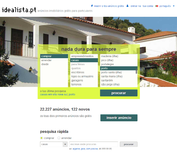 idealista tem uma nova casa (home page)