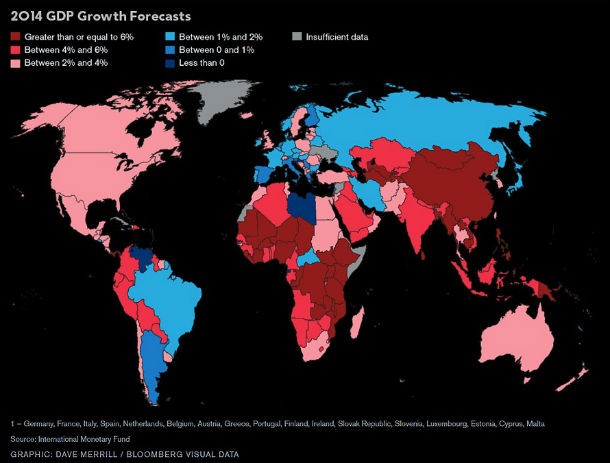 Radiografia do dia: o crescimento económico no mundo em 2014