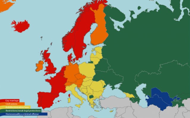 Radiografia do dia: Direitos dos gays na Europa 