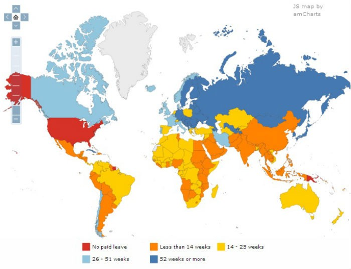Radiografia do dia: Duração da licença de maternidade no mundo