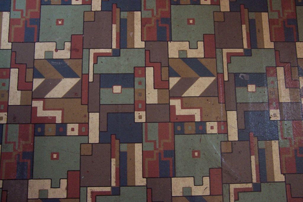 Imagem de um linóleo fabricado por volta de 1950. Imagem de um linóleo fabricado por volta de 1950.