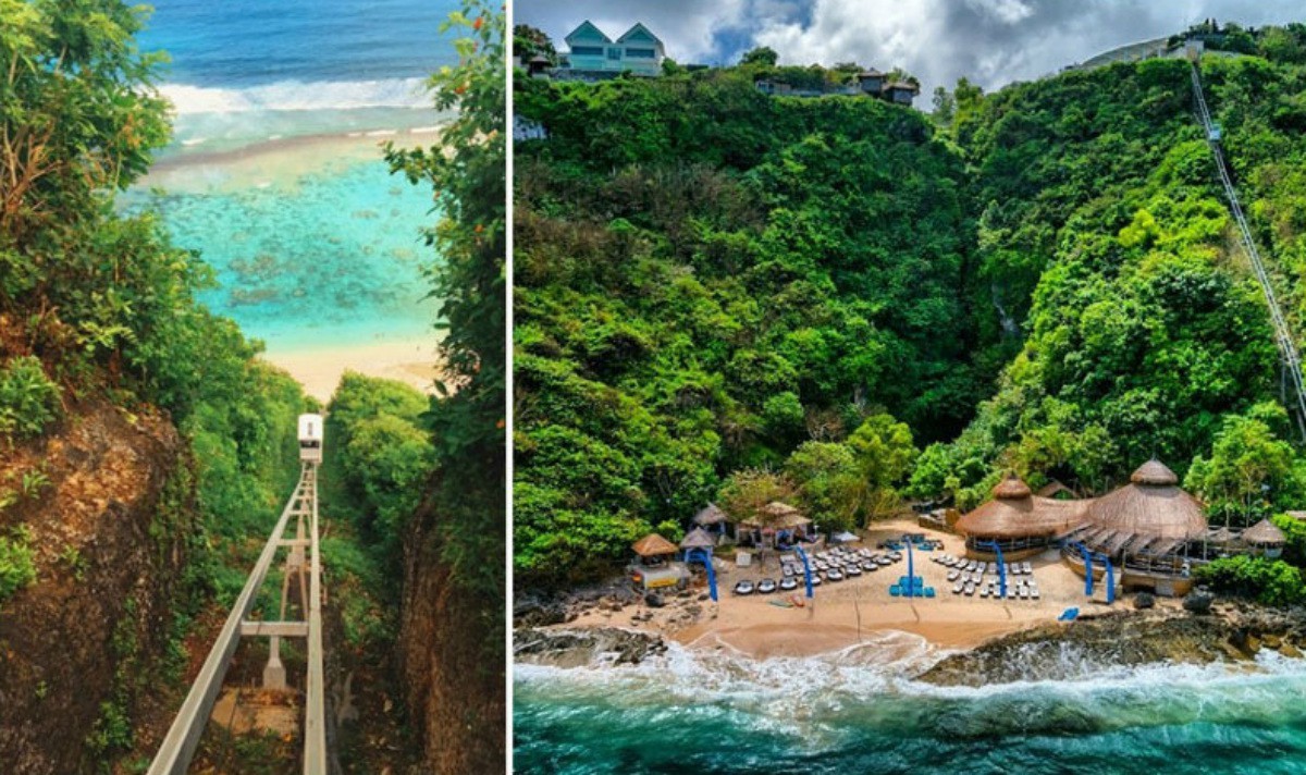 Karma Kandara Beach: Da cama à praia após descer um penhasco de 85 metros de funicular