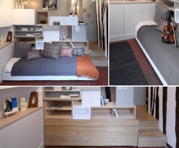 Disappearing bed (Julie Nabucet Architecture) Vives numa casa pequena? 11 móveis modulares geniais… e muito úteis