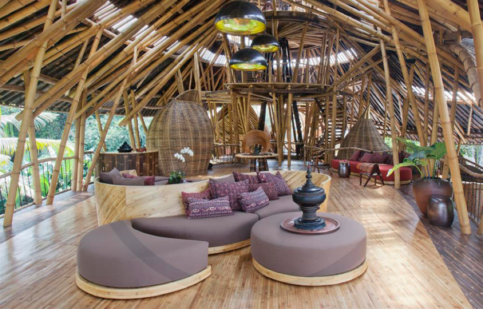 A aldeia verde com casas de bambu bambu_01