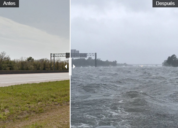 O antes e depois de Houston após a passagem do furacão Harvey