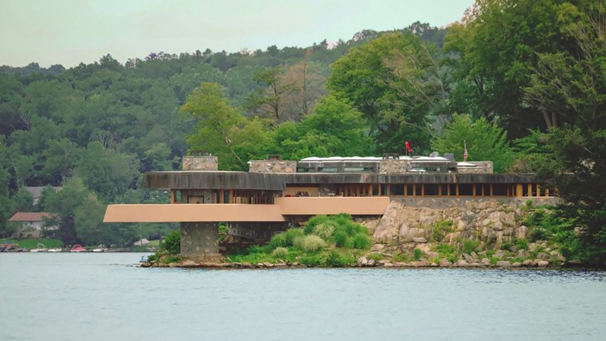 Uma ilha privada à venda por 12,6 milhões com tesouro: uma mansão de Frank Lloyd-Wright
