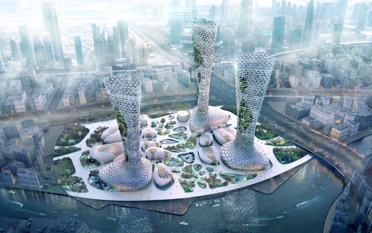 The Symbiotic Towers: os três arranha-céus que vão atenuar o calor do Dubai