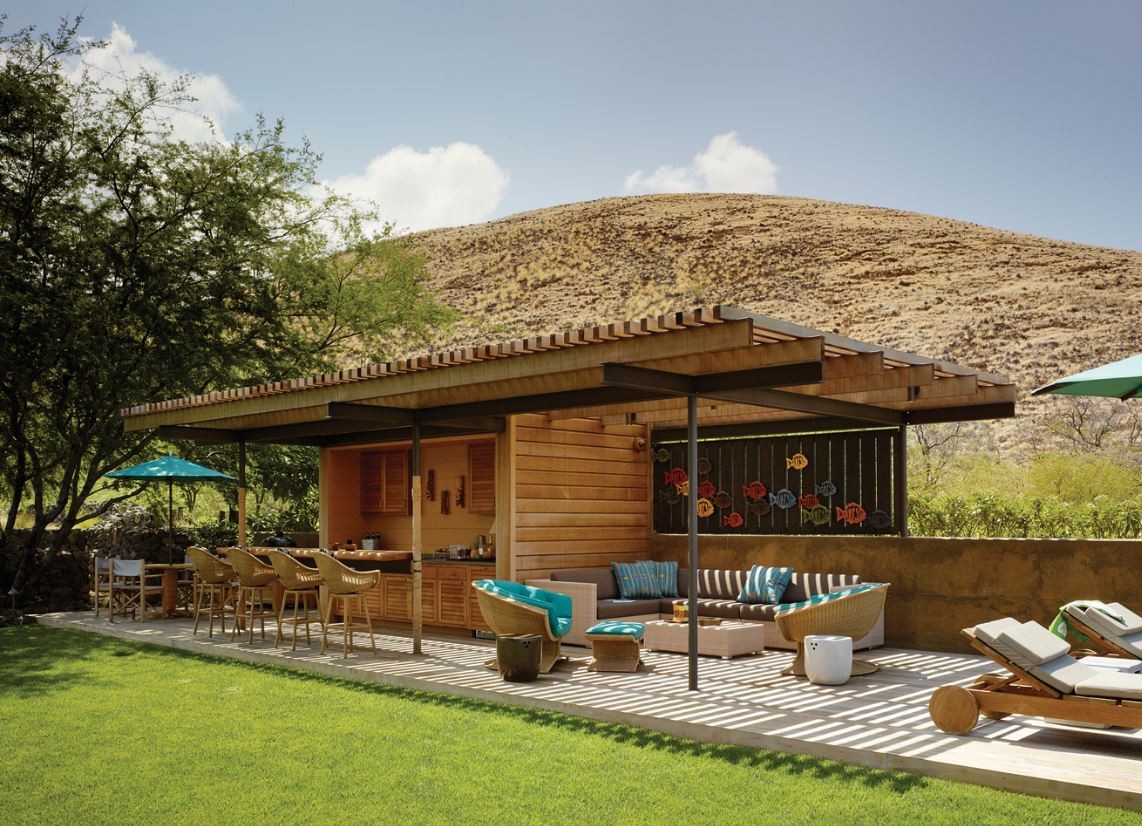 A zona de barbecue no exterior