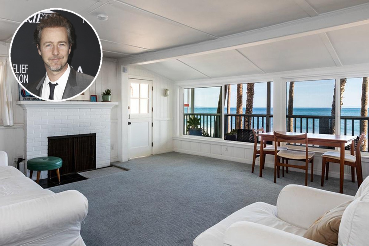 A sala de estar da casa de Edward Norton