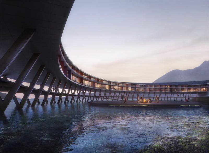 Construído sobre o lago Holandsfjorden