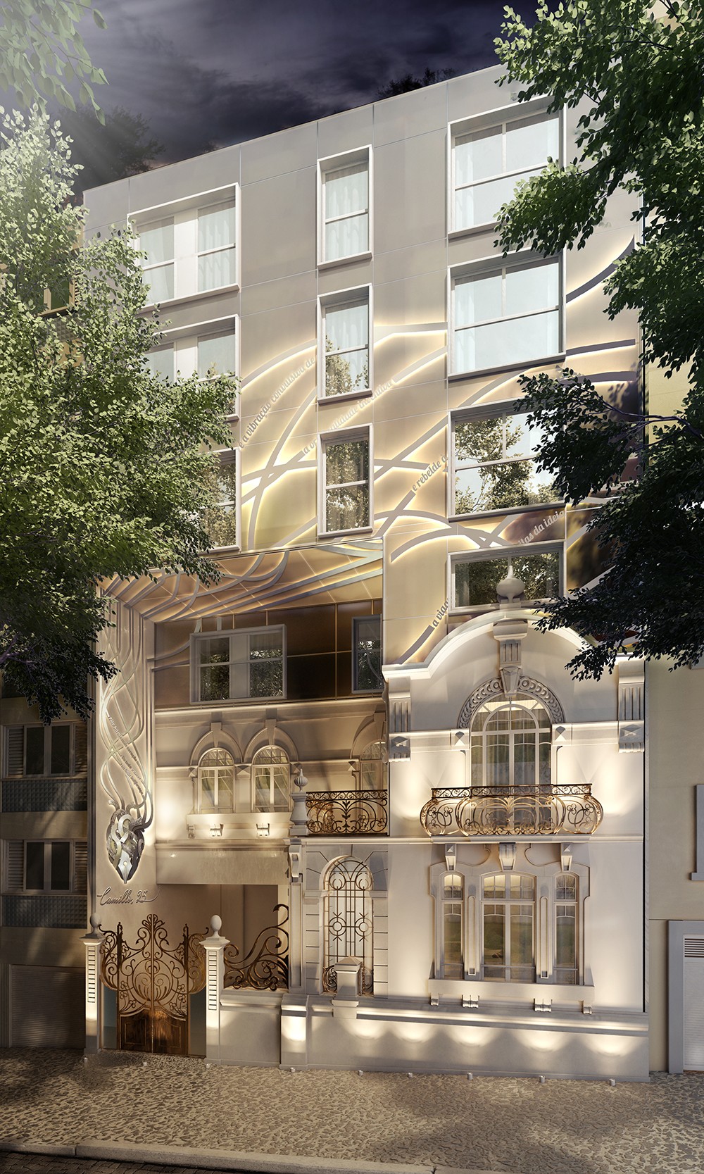 Maquete da fachada de noite