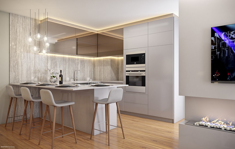 ... E uma harmoniosa cozinha