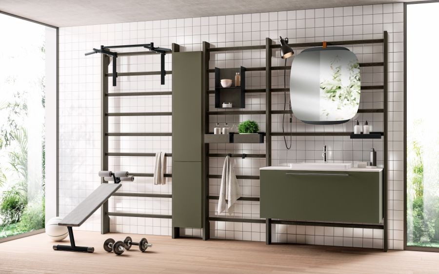 Já é possível fazer exercício na casa de banho Uma casa de banho - ginásio